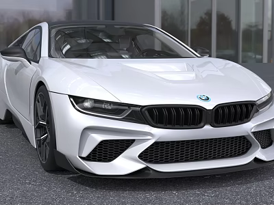 White BMW Sports Car With Sleek Front Grille And Headlights 3d model