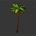 Green Palm Tree With Brown Trunk And Fresh Green Leaves On Gray Background
