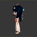 Child Wearing Traditional White Red Costume With Blue Hair Double Ponytails And Golden Crown
