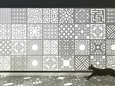 Lattice Windows With Various Intricate Patterns Displayed In Wall And Light Shadow Effects 3d model
