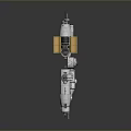 Futuristic Spacecraft Module Featuring Modular Structure White Yellow Design And Thrusters