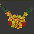 Artistic Arrangement Of Game And Movie Characters In V Shape With Yellow Red Black Tones