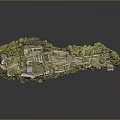 Detailed Castle Ruins Model With Stone Walls Green Vegetation And Courtyard