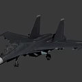 Blue Gray Military Fighter Jet With Twin Vertical Tails And Landing Gear