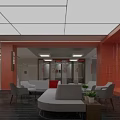Bank Hall Waiting Area Window Business Handling 3d model