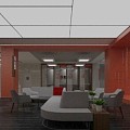 Bank Hall Waiting Area Window Business Handling 3d model