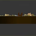 Round Landscape Model With Small Pond Red Wooden Bridge Green Grass Yellow Flowers And Stones