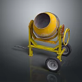 Yellow Concrete Mixer With Metal Drum Stand And Black Wheels For Construction