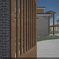 Traditional Chinese Ancient Architecture Courtyard With Tile Roof Wooden Structure And Pool