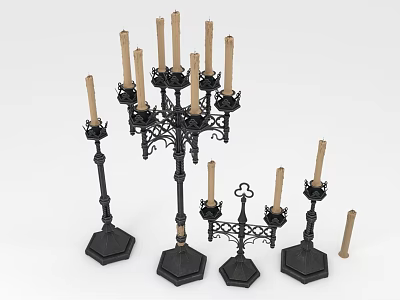 Candle candlestick haunted house props 3d model