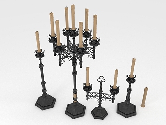 Candle candlestick haunted house props 3d model