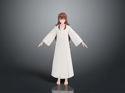 Comfortable Casual White Robe With Soft Fabric Loose Fit For Daily Wear 3d model