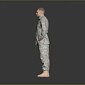 Realistic Game and Movie Character Male in Military Uniform Standing Pose with Hands on Hips