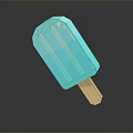 Blue Glossy Popsicle With Geometric Shape And Wooden Stick On Dark Surface