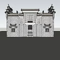 Traditional Ancient Chinese Building With Upturned Eaves Symmetrical Design And Brick Walls