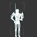 Game And Movie Robot Character With Blue Head Mechanical Armor And Weapon