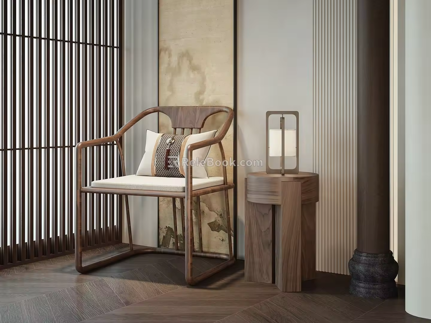 New Chinese-style Chair with Circle Chair 3d model