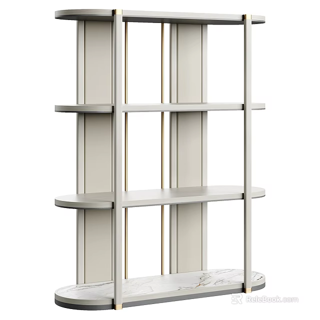 Sleek Modern White Shelf Unit With Open Shelves Metal Frame And Minimalist Design 3d model 