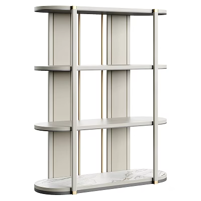Sleek Modern White Shelf Unit With Open Shelves Metal Frame And Minimalist Design 3d model