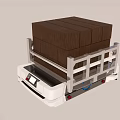 White Utility Vehicle Transporting Wooden Boxes With Railing Platform And Structure 3d model