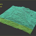 3D Mountainous Terrain Model With Green Vegetation And Elevated Landforms