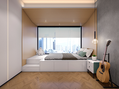 Modern Tatami Bedroom Children's Room Girls Room Boys Room Second Bedroom model