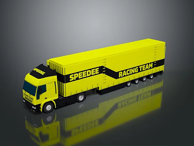 Yellow SPEEDEE Racing Team Truck With Bold Graphics On Body 3d model