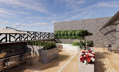 Small Roof Garden Modern Garden 3d model