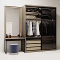 Modern Wardrobe Interior Design With Hanging Area Drawers And Storage Boxes 3d model