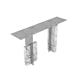 Modern Console Table Design With Marble Panels And Black Metal Frame 3d model