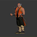 Muscular Game and Movie Character With Red Vest Black Pants Horned Shoulders And Decorative Patterns
