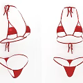 Stylish Women's Red Bikini Swimwear With Tie Detail Two Piece Design