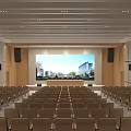 Spacious Cultural Center Hall With Rows Of Seats And Large Projection Screen