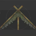 Traditional Outdoor Camping Tent With Crossed Bamboo Poles And Green Canopy Design