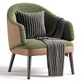Modern Upholstered Leisure Armchair With Decorative Pillow And Soft Throw Blanket For Cozy Home Decor