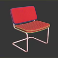 Red Modern Chair With White Frame And Comfortable Seat Cushion Backrest