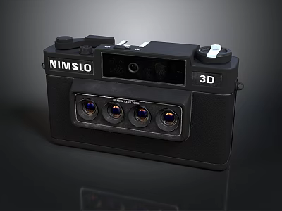 NIMSLIO 3D Picture Camera With Three Lenses And Black Design 3d model