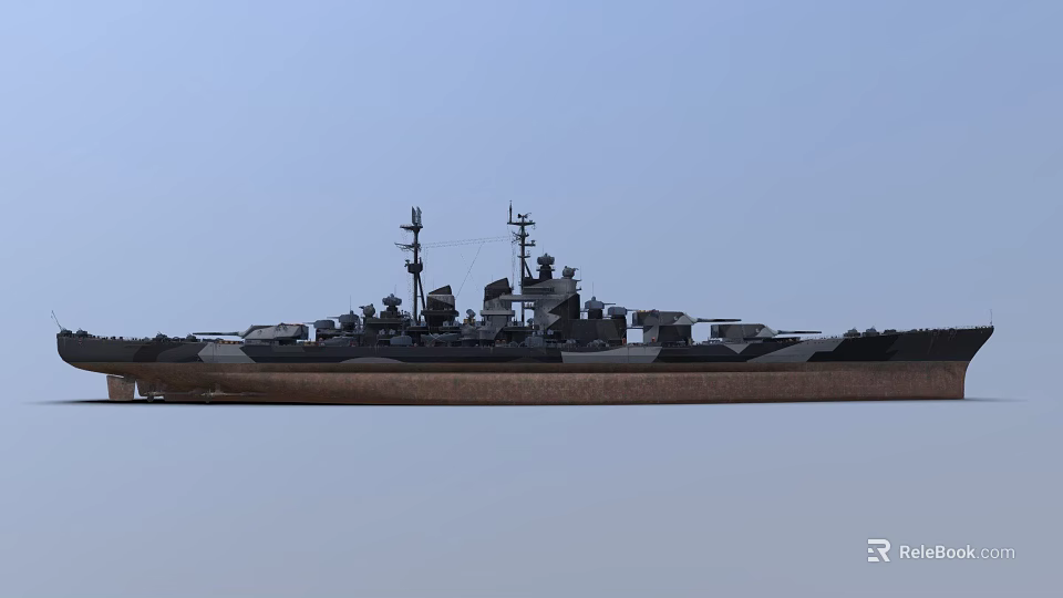 Military Warship With Main Deck Weaponry Radar Antennas And Naval Hull Structure 3d model 