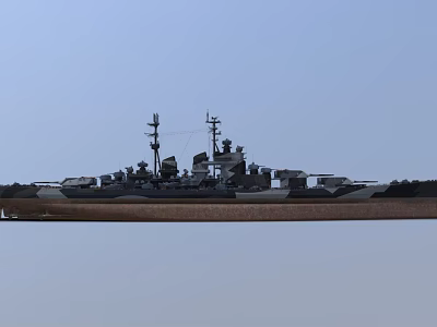 Military Warship With Main Deck Weaponry Radar Antennas And Naval Hull Structure 3d model