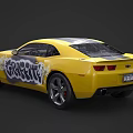 Modern Yellow Sports Car With Black Stripes And CRABTREE Graffiti Design