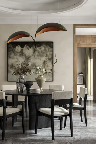 Quiet modern home restaurant dining chair minimalist medieval 3d model