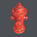 Three Fire Hydrants Featuring Red White Exteriors with Rust and Clean Finishes 3d model