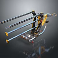 Industrial Mechanical Equipment With Multiple Metal Rods And Yellow Black Components