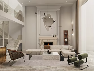 Modern Duplex Living Room Living Room 3d model