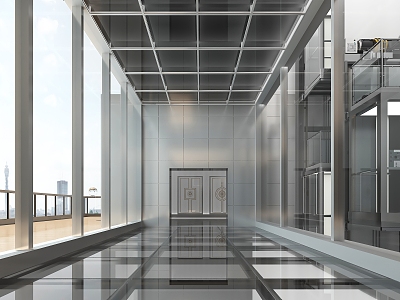 modern elevator hall elevator 3d model