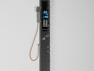 Modern Shower System with Handheld Head Digital Temperature Display and Black Design 3d model