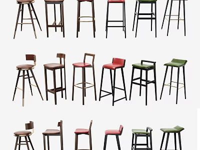 Modern Bar Stools In Various Colors And Designs For Kitchen Counter Use 3d model