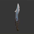 Fantasy Glowing Sword with Blue Purple Light and Decorative Hilt Design