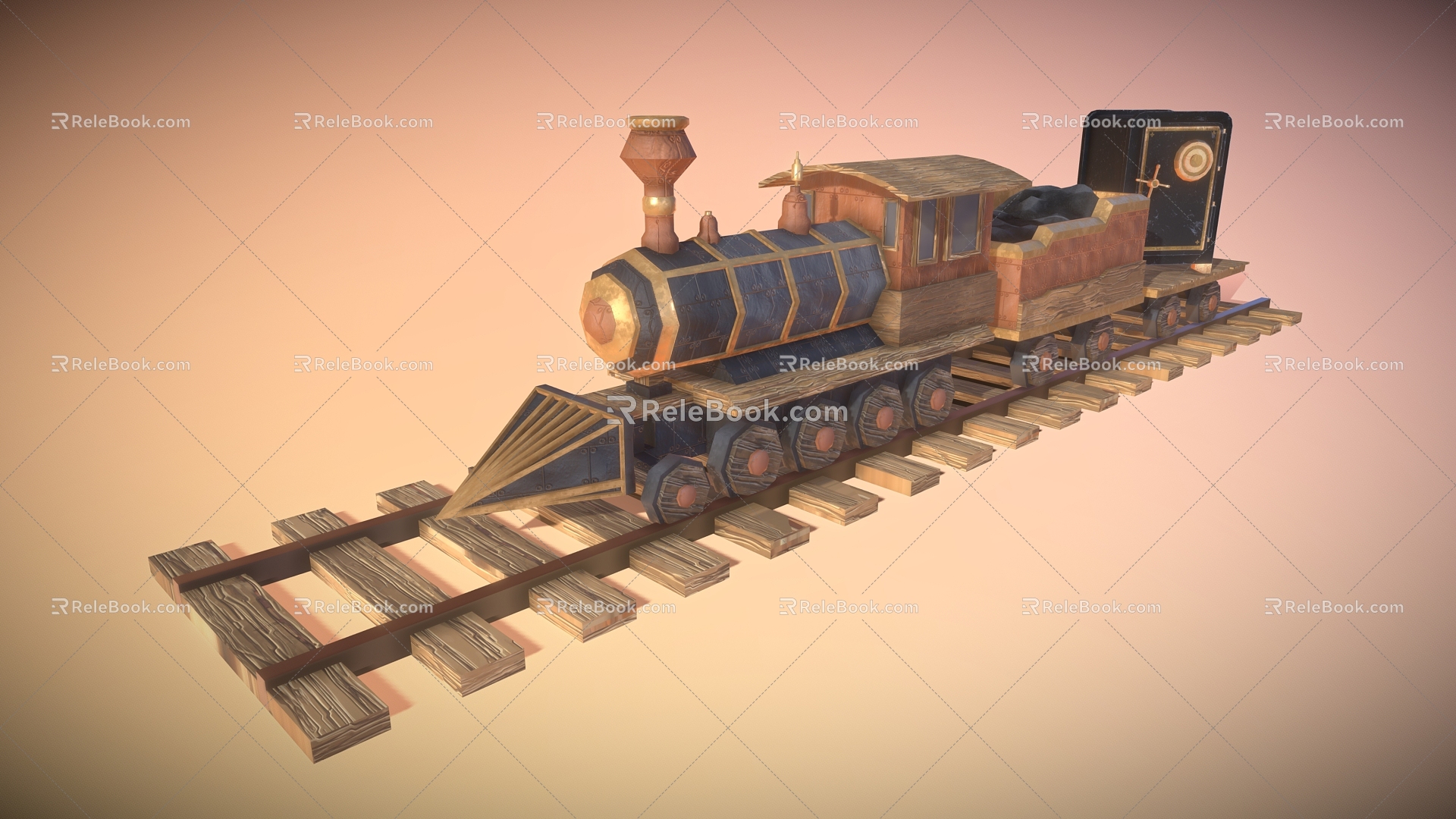 Cartoon Train Train Toy Train Steam Train Building Blocks Train Gold Transport Train 3d model