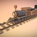 Cartoon Train Toy Train Steam Train Building Blocks Train Gold Transport Train 3d model